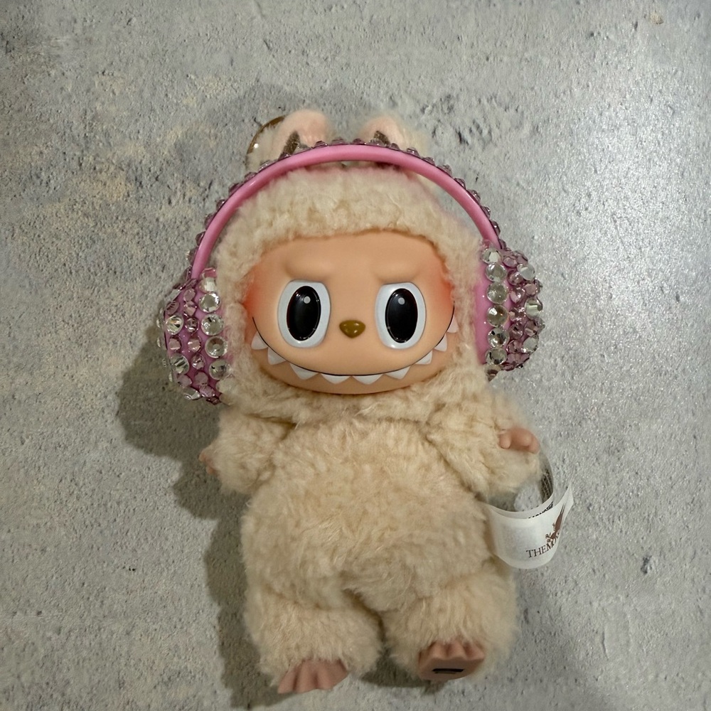 Labubu rhinestone  headphones. Handmade. Fits v3 Labubu. Gemstones diamonds